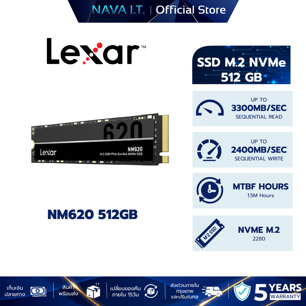 LEXAR NM620 512GB Internal SSD M.2 2280 PCIe NVMe