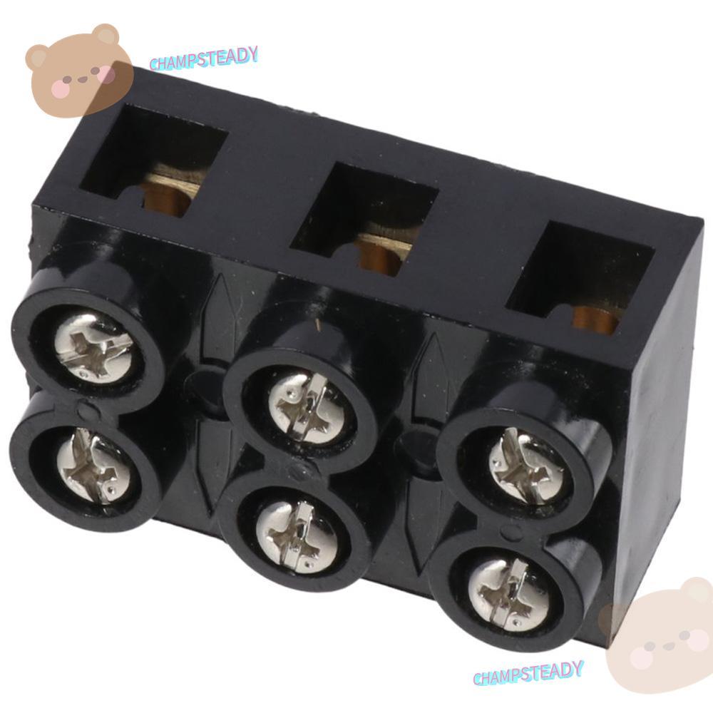 CHAMPSTEADY Screw Electric Barrier Strip, Dual Row 500V Terminal Block, Terminal Base 60A 3 ตําแหน่ง