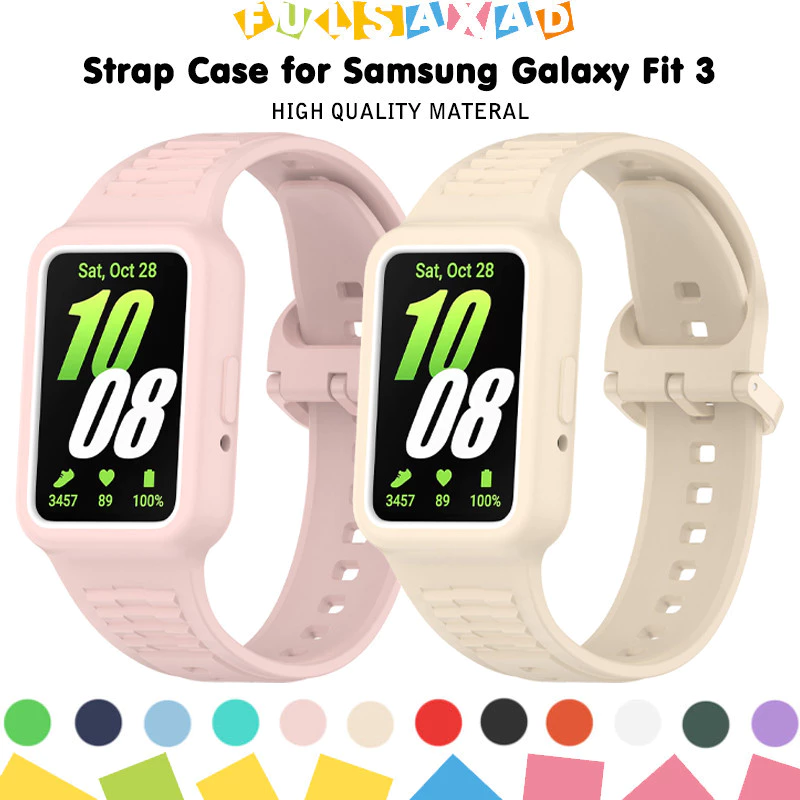 สายนาฬิกาซิลิโคนสำหรับ for Samsung Galaxy Fit 3 แผ่นป้องกันหน้าจอแบบยาง ปลอกป้องกันสำหรับ for Huawei Band 10 9 8 7 NFC