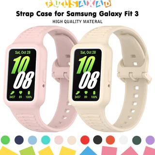 สายนาฬิกาซิลิโคนสำหรับ for Samsung Galaxy Fit 3 แผ่นป้องกันหน้าจอแบบยาง ปลอกป้องกันสำหรับ for Huawei Band 10 9 8 7 NFC