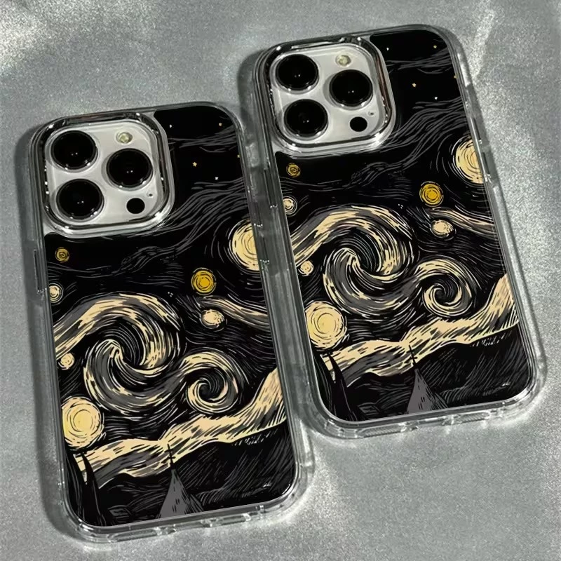 แฟชั่นMoonเคสโทรศัพท์สําหรับiPhone 17 16 14 15 13 12 11 Pro Max Air X XR XS 7 8 15 16 Plus 16E SE2 กันกระแทกปกอ่อนFunda