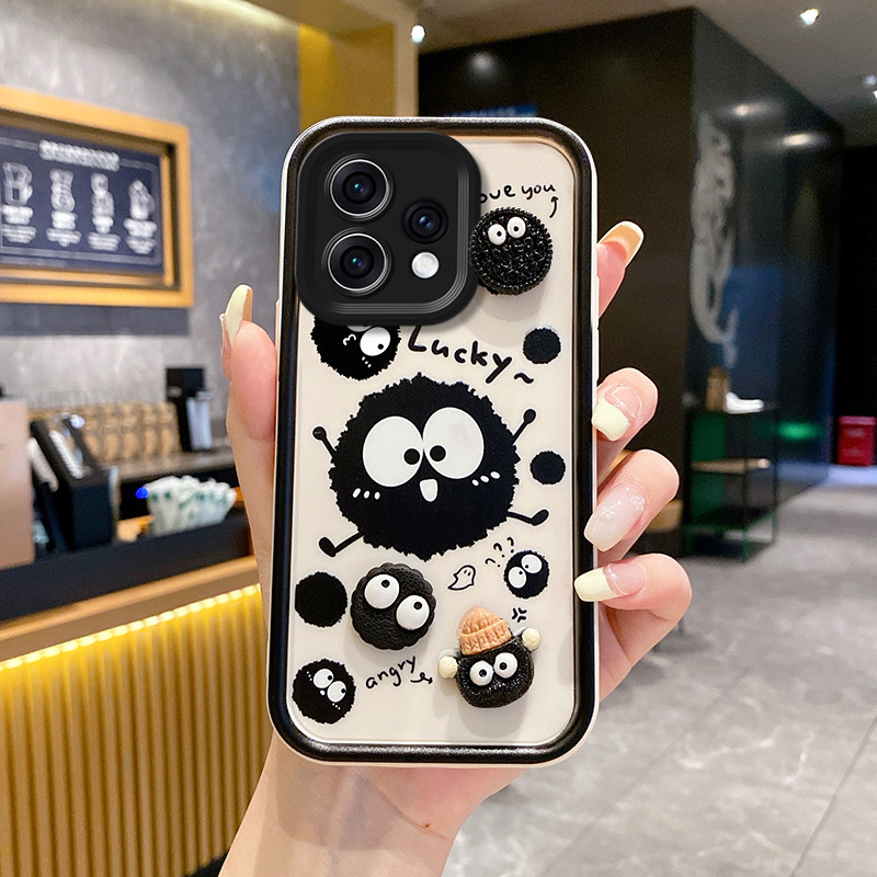 เคส OPPO Reno 15 (5G) ลูกถ่านหินสีดํา/กลัว Qiagou/Mischievous Melody/สีสันเครยอนชินจัง/Kite หยก Guigou/KT แมวการ์ตูน Sticky ตุ๊กตาเคสโทรศัพท์ - รูปที่ 5