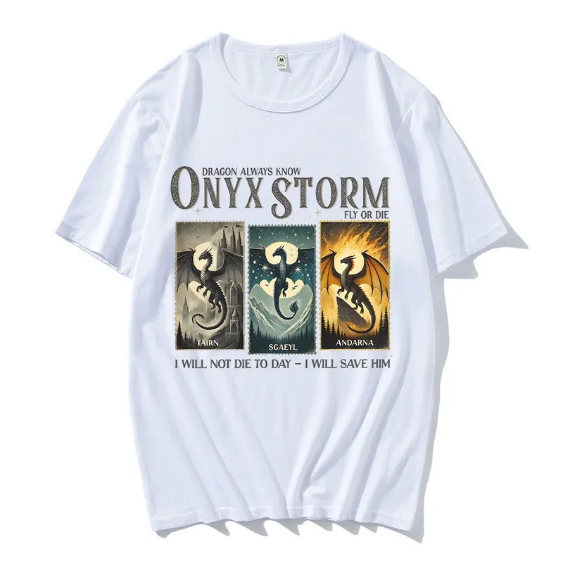 เสื้อยืดผ้าฝ้าย Onyx Storm สีม่วง Sorrengail เสื้อยืดปีกที่สี่ Onyx Storm Dragons ฉันจะช่วยเขา เสื้อ