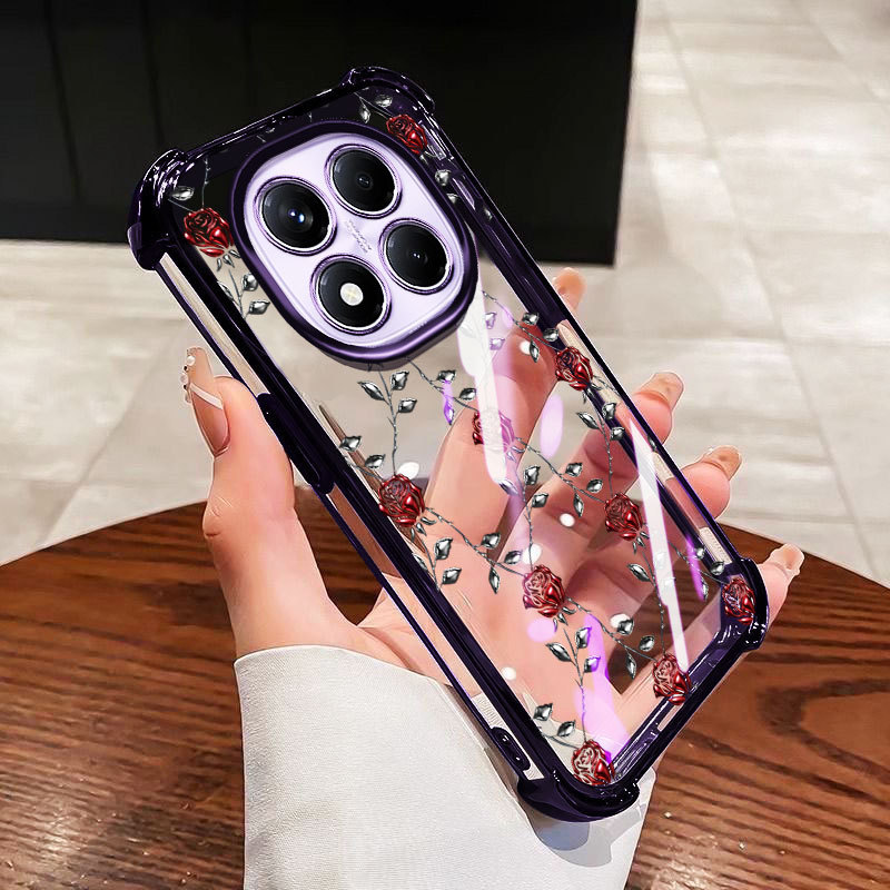 VRQR สําหรับ Xiaomi Redmi Note 15 Pro Plus หมายเหตุ 15 Pro + 5G 4G Poco M8 Pro 5G INS สไตล์กวางดอกไม้กันกระแทกเคสโทรศัพท์ใส