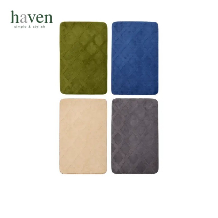 Haven พรมเช็ดเท้า รุ่น Jac Fleece MM Foam 50x80 ซม. พร้อมแผ่นกันลื่น ซับน้ำดี นุ่มพิเศษ แห้งเร็ว