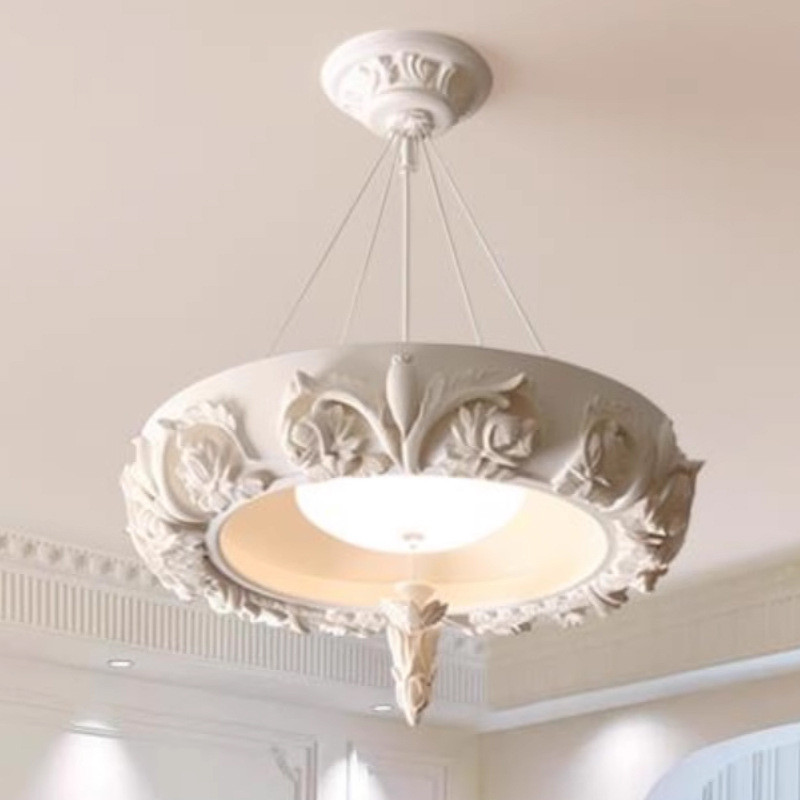 French Light Luxury Style Retro Plaster Living Room Chandelier European Baroque Carved Villa Palace 