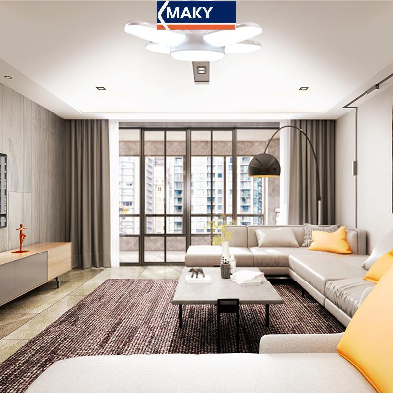 MAKY 1PC E27 หลอดไฟ LED ในร่มหลอดไฟพัดลม Leaf Super Bright ตกแต่งบ้านห้องนั่งเล่นจัดแต่งทรงผมโคมไฟเพ