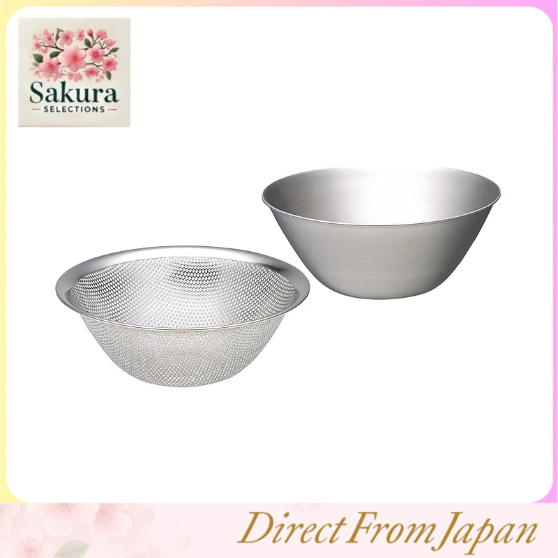 Yanagi Sori Stainless Steel Colander and Mixing Bowl Set, Dishwasher Safe, Matte Finish, Japanese Ma