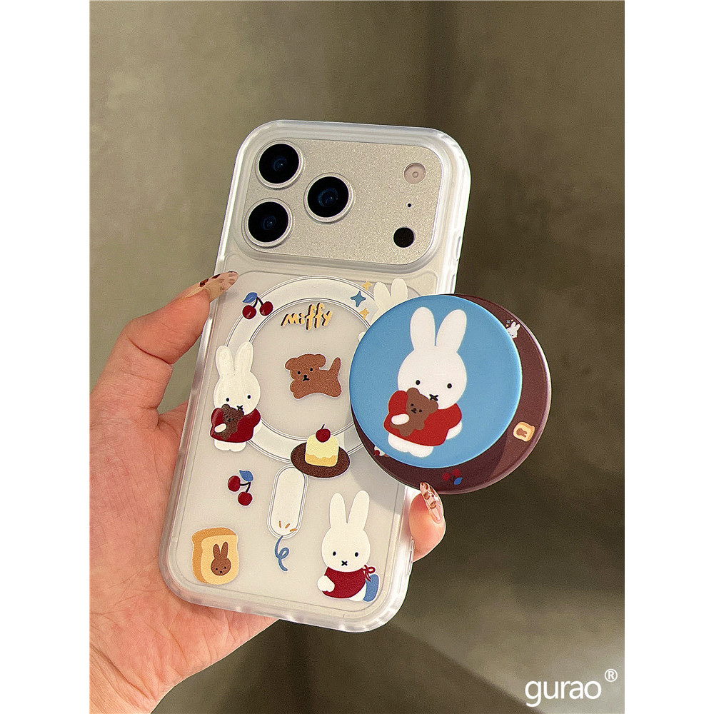 ขนมการ์ตูนสุดน่ารัก Miffy กระต่ายวงเล็บแม่เหล็กเหมาะสําหรับ Samsung S26 S22 S23 S24 S25 FE Ultra เคส