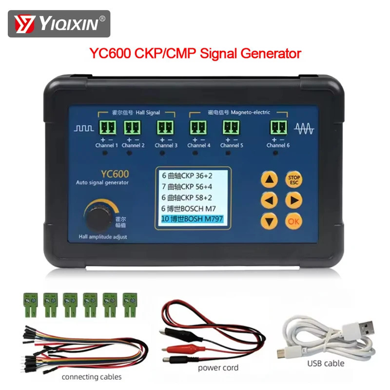 YC600 หกช่องเครื่องกําเนิดสัญญาณอัตโนมัติเพลาข้อเหวี่ยง Camshaft Sensor ECU เครื่องตรวจจับการบํารุงร