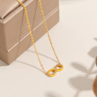 สร้อยคอสแตนเลสInfinity Stonesสำหรับผู้หญิง เคลือบทอง18K ไม่เป็นสนิม ไร้สารระคายเคือง