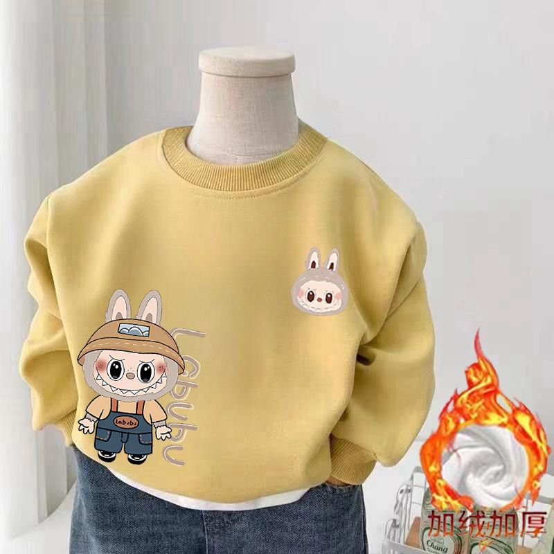 COD 2026 Labu ผ้าเด็กเสื้อกันหนาวขนแกะซับฤดูใบไม้ร่วงฤดูหนาวสไตล์ใหม่กลางเด็กเล็กรอบคอ All-Match สวม
