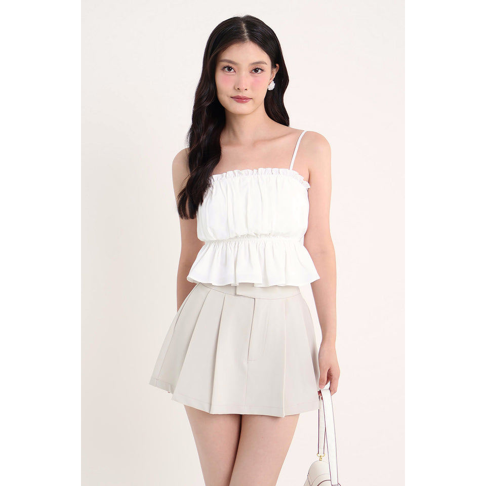 DIORA RUCHED SPAG TOP สีขาว