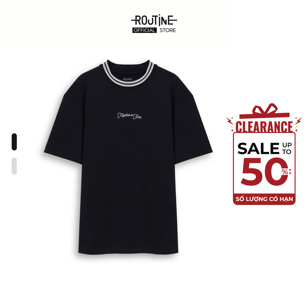 เสื้อยืดแขนสั้นผู้ชายคอปกหลวม - Routine 10S25TSS027