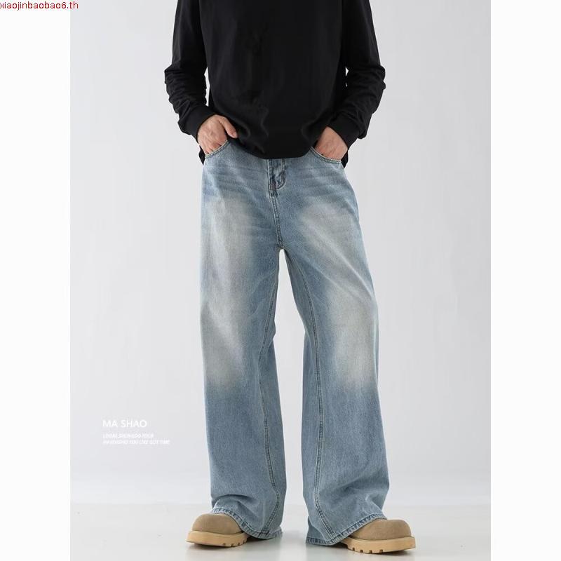 Baggy Jeans 10 สี กางเกงยีนส์ผู้ชายขากว้าง ไซลินไดรต์ พอดี คอปกปานกลางพอดีเก็บอย่างดี