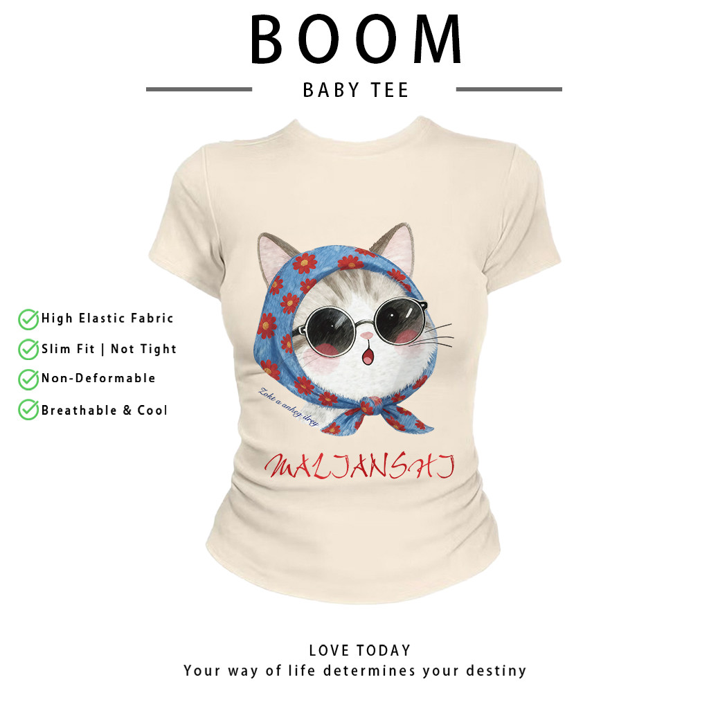 เสื้อครอปท็อป สไตล์เกาหลี Y2K ลายแมวน่ารัก: รีวิวเสื้อสาวอวบ ใส่สบาย ดูเพรียว