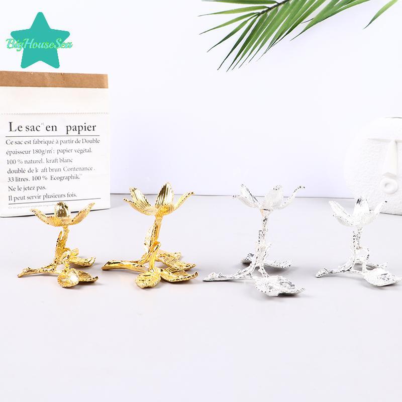 [Sea-t] Crystal Base Gold Sliver Tree Leaf Shape Metal Holder Sphere Stone Support