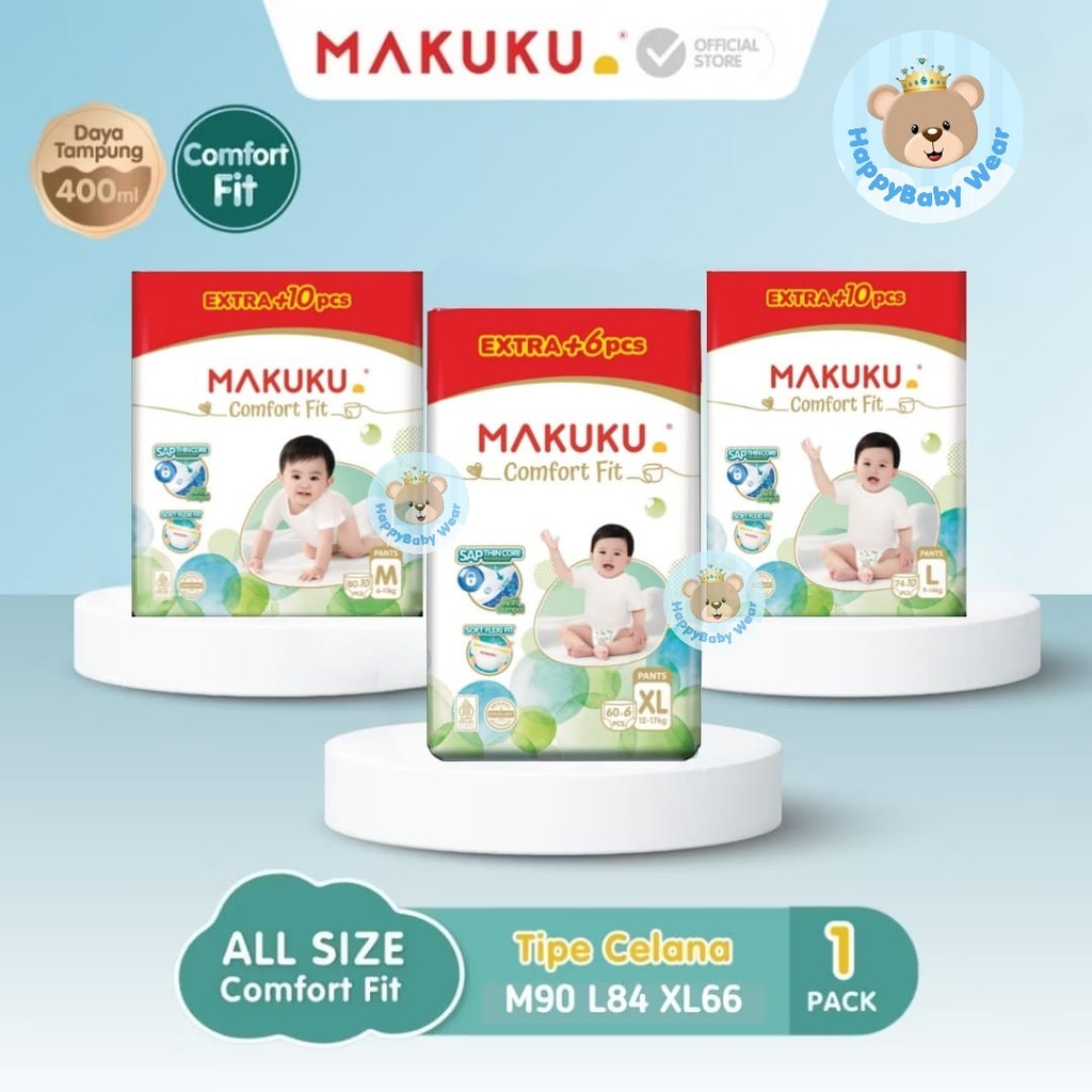 MAKUKU SAP Diapers Comfort Fit MEGA PACK Jumbo ผ้าอ้อมเด็กกางเกง/กางเกง M90 / L84 / XL66