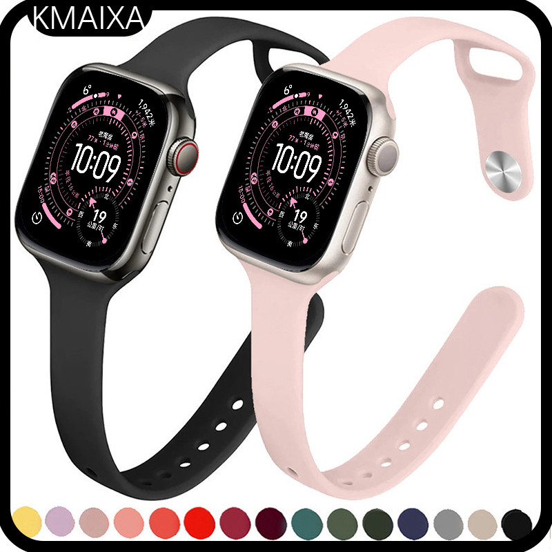 Slim Runbber Band สายซิลิโคนสําหรับ IWatch Apple Watch สาย Smart Watch Series Ultra 3 2 11 10 9 8 7 