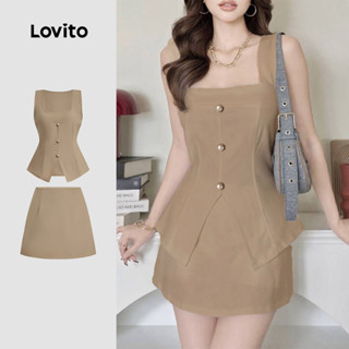 Lovito เสื้อหรือกางเกงทรงสวยคลาสสิกสำหรับใส่ไปทำงาน ดีไซน์กร…