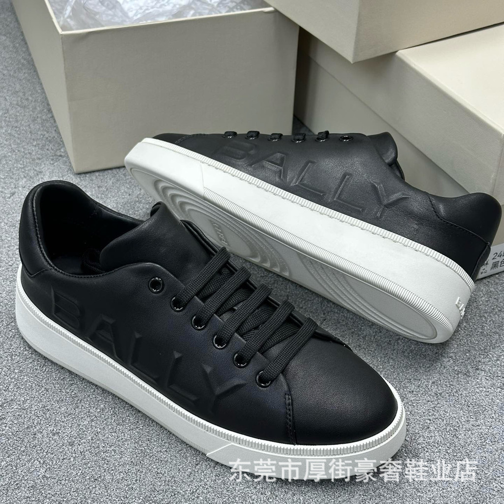 BALLY รองเท้าผ้าใบส้นเตี้ยหนังผู้ชายสไตล์ใหม่