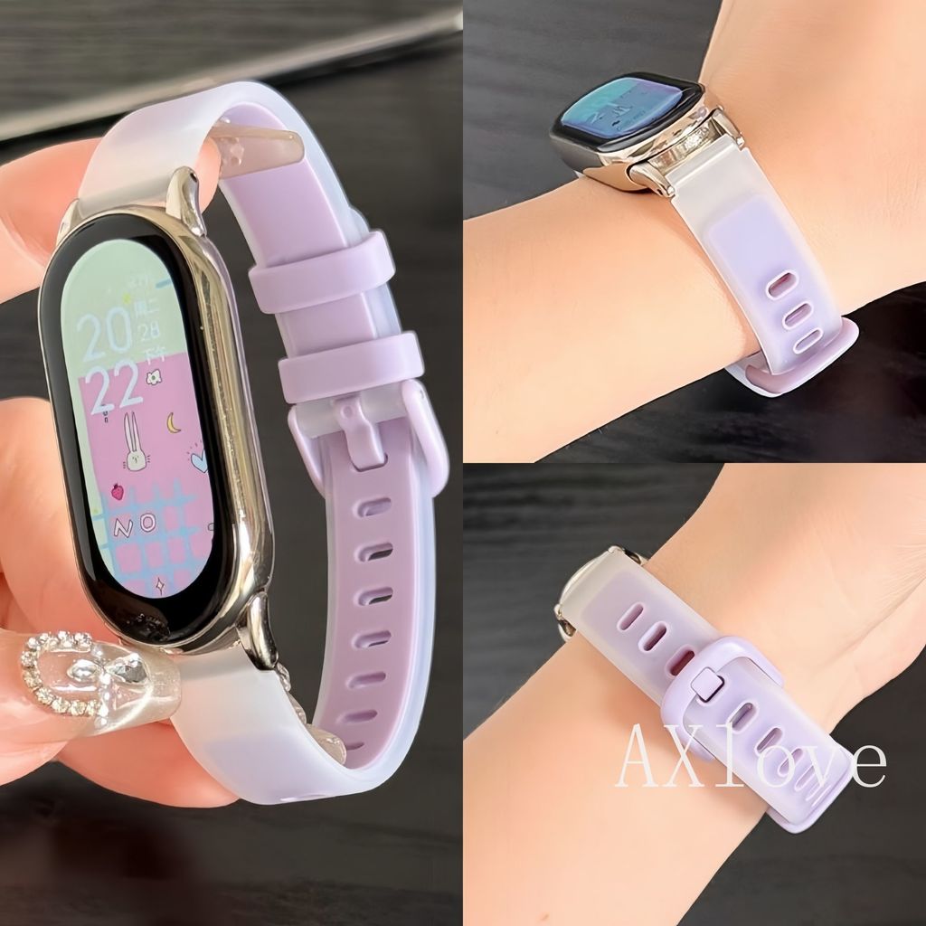สายรัดซิลิโคนสําหรับ เสี่ยวหมี่ ไมล์ วงดนตรี 10 9 8 7 มือโปร เปลี่ยนสร้อยข้อมือสองสีสําหรับ ไมล์ วงดนตรี 7 6 5 4 3 สายรัดข้อมือ เอ็นเอฟซี