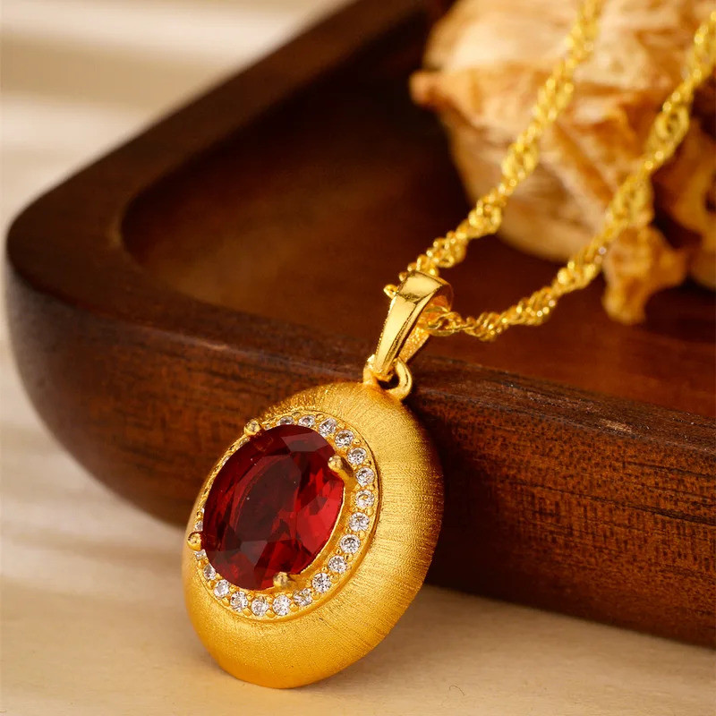 จี้แปรงโบราณฝังด้วยโซ่กระดูก ประดับจากทองคำบริสุทธิ์ 24K 9999 หรูหราและมีสไตล์