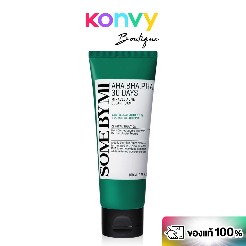 SOME BY MI AHA-BHA-PHA 30 Days Miracle Acne Clear Foam 100ml โฟมล้างหน้า ซัมบายมี ทำความสะอาดล้ำลึก.