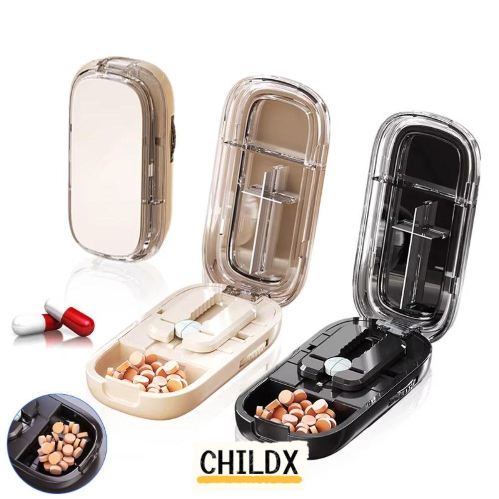 CHILDX Quartering Pill Cutter, Divider Organizer เม็ดยากล่องเก็บ,กันฝุ่น Crusher Pill Cutter สําหรับ