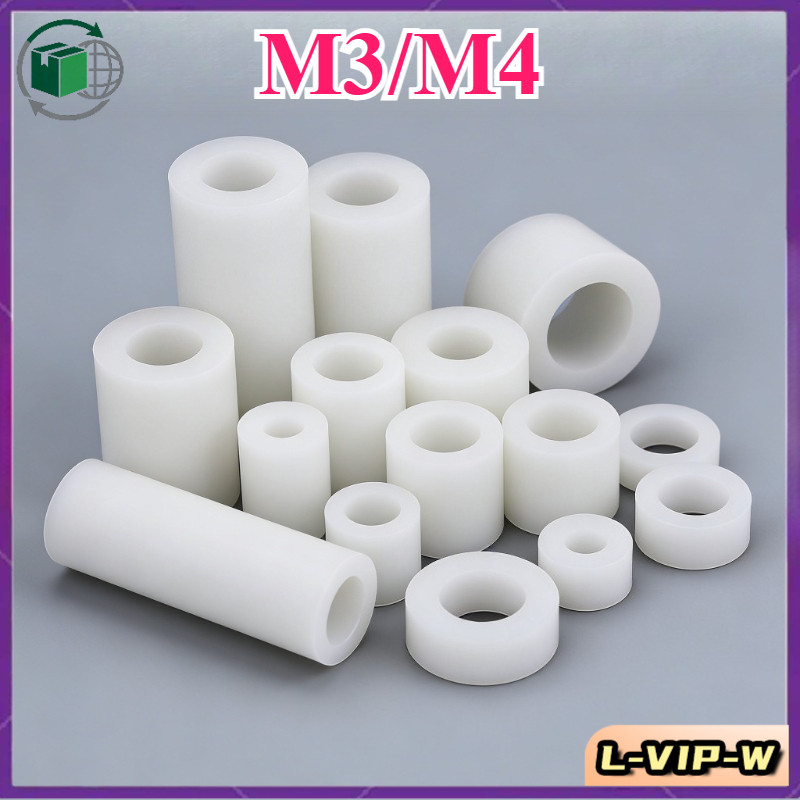 คอลัมน์แยก ABS สีขาว, คอลัมน์แยกฉนวน, คอลัมน์แผ่นพลาสติก 3mm4mm ผ่านคอลัมน์ปลอกไนลอน [L-VIP-W]