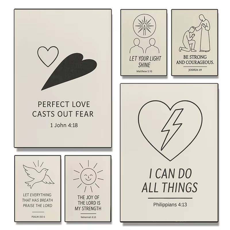 Belief Minimalist Sketch Christianity ไม่เคยให้พระคัมภีร์ Verss Belief โปสเตอร์ไม่มีกรอบผ้าใบภาพวาดต