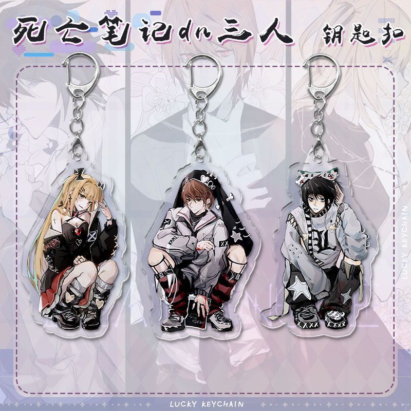 Death Note อะนิเมะพวงกุญแจผู้หญิง Yagami Light อะคริลิค Key Chain Man การ์ตูน Key แหวนจี้เครื่องประดับอุปกรณ์เสริมของขวัญเพื่อน