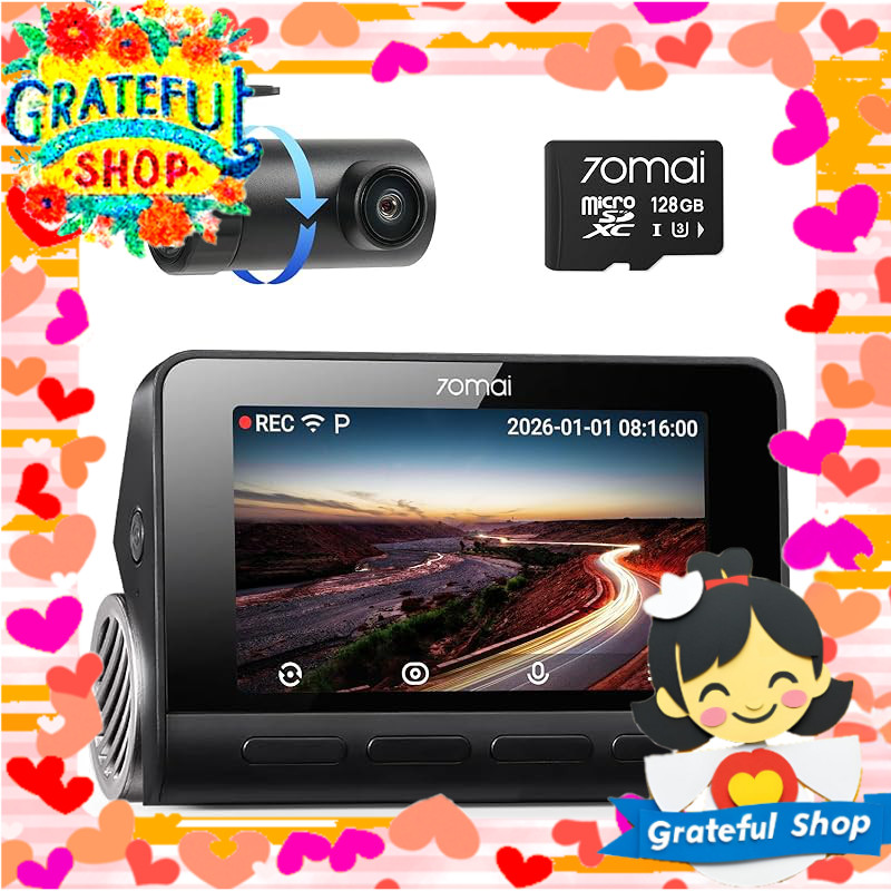 70mai 4K Dash Cam A810S 800MP STARVIS 2 Front & Rear HDR, F1.7 Ultra Wide, 128GB Card Included, GPS 