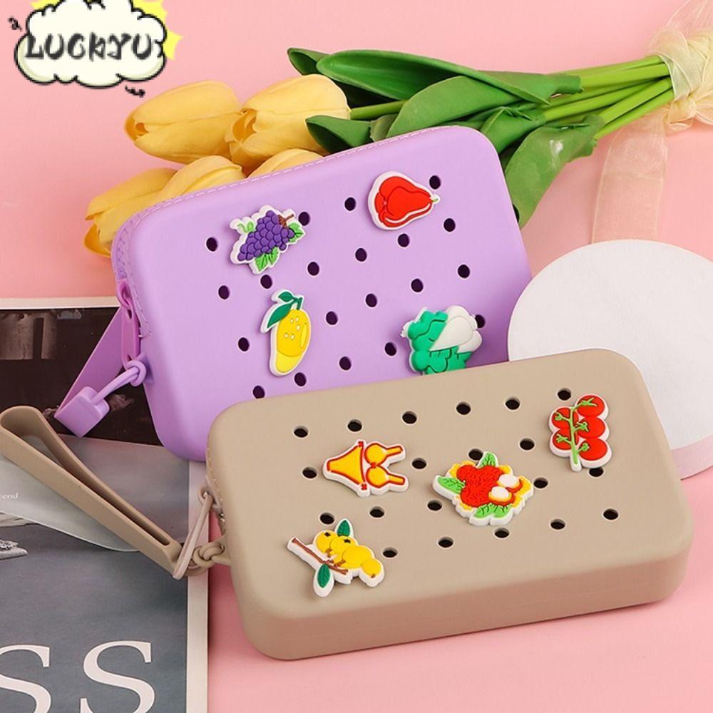 กระเป๋าใส่เหรียญ LUCKYU, ที่ใส่บัตร DIY ซิลิโคน, กระเป๋าเปลี่ยนซิปหลุมมัลติฟังก์ชั่น