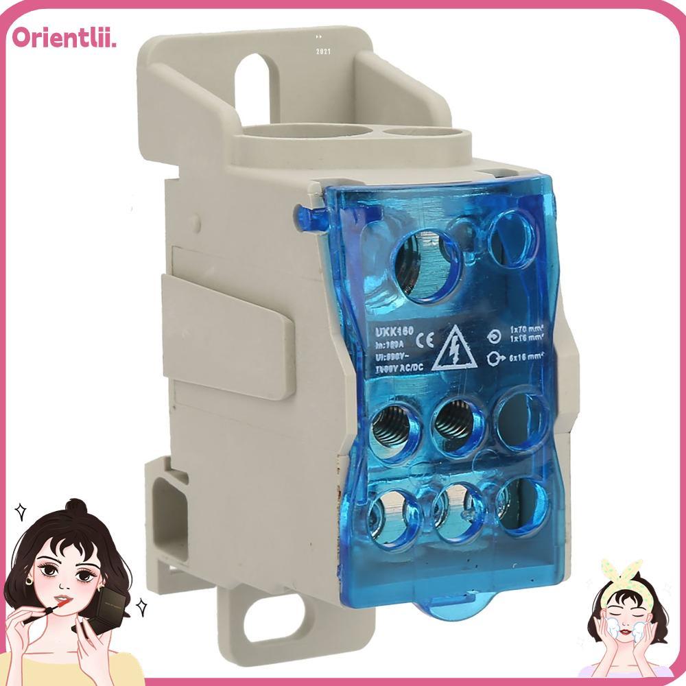 ORIENTTK UKK160 DIN Rail Terminal Block Box, ติดตั้งง่าย 690V กล่องกระจาย, ทนทาน 160A Blue Electric 