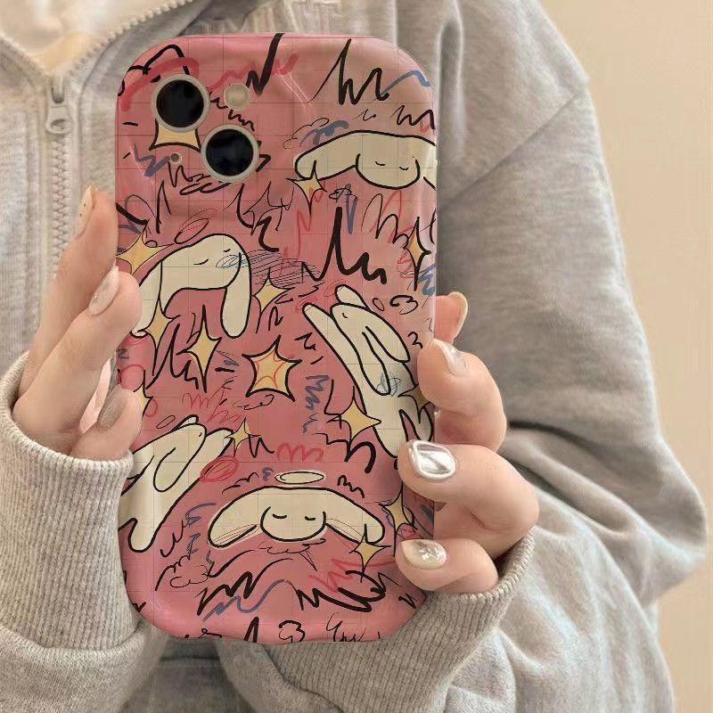 น่ารัก Doodle Bunny Case Samsung S24 S25 J7Prime M34 F34 S23FE S26 S21FE S20FE S22 S23 S21Ultra S25U