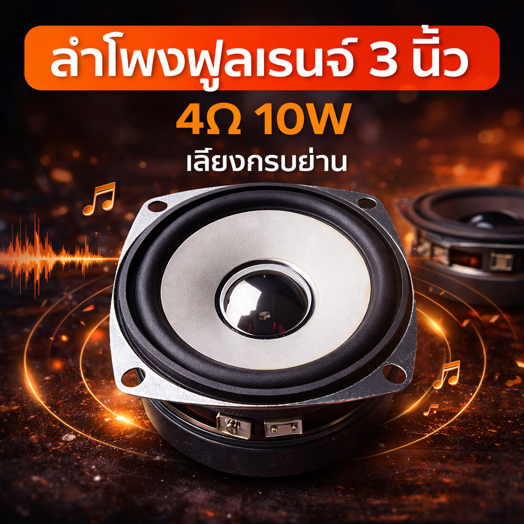 ดอกลำโพงฟูลเรนจ์ 3 นิ้ว 4Ω 10W สำหรับชุดลำโพง 2.1 / ลำโพงคอมพิวเตอร์ / ลำโพงบลูทูธ เสียงครบย่าน