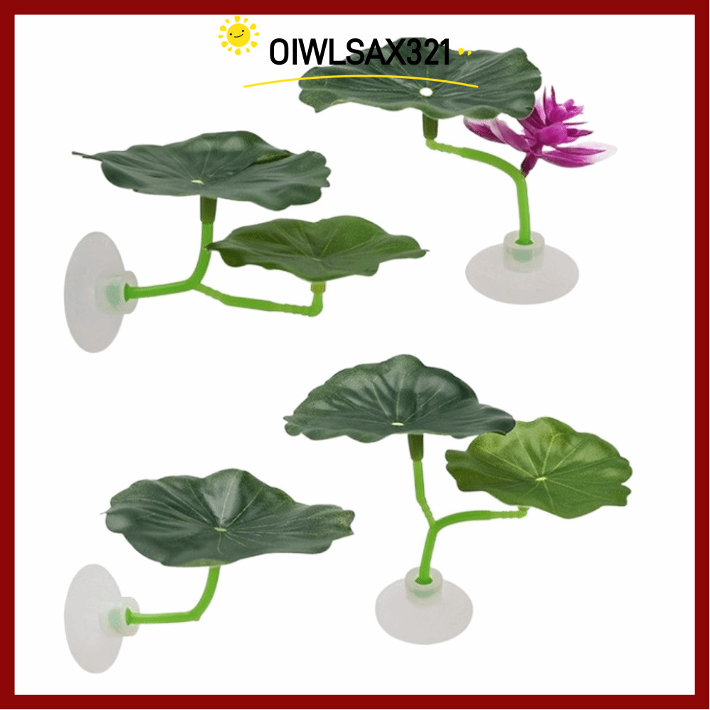 OIWLSAX321 1/4PCS Betta Fish Rest,ดูดถ้วยใบเขียวใบประดิษฐ์,ไม้ประดับ Aquarium-Safe Fighting Perch จํ