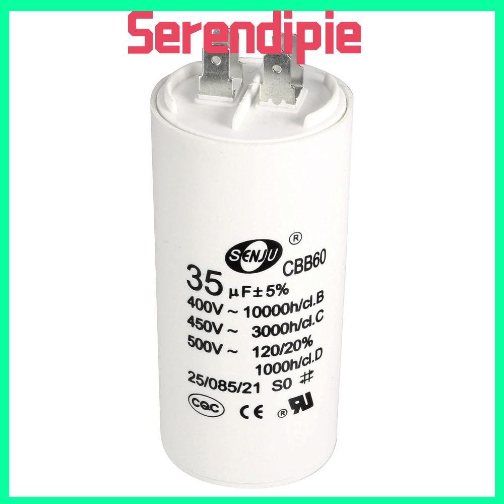 SERENDIPIE CBB60 Run Capacitor, 92x44mm 50/60Hz กระบอก CBB60 Capacitor, Low Loss White 35uF 450V AC 