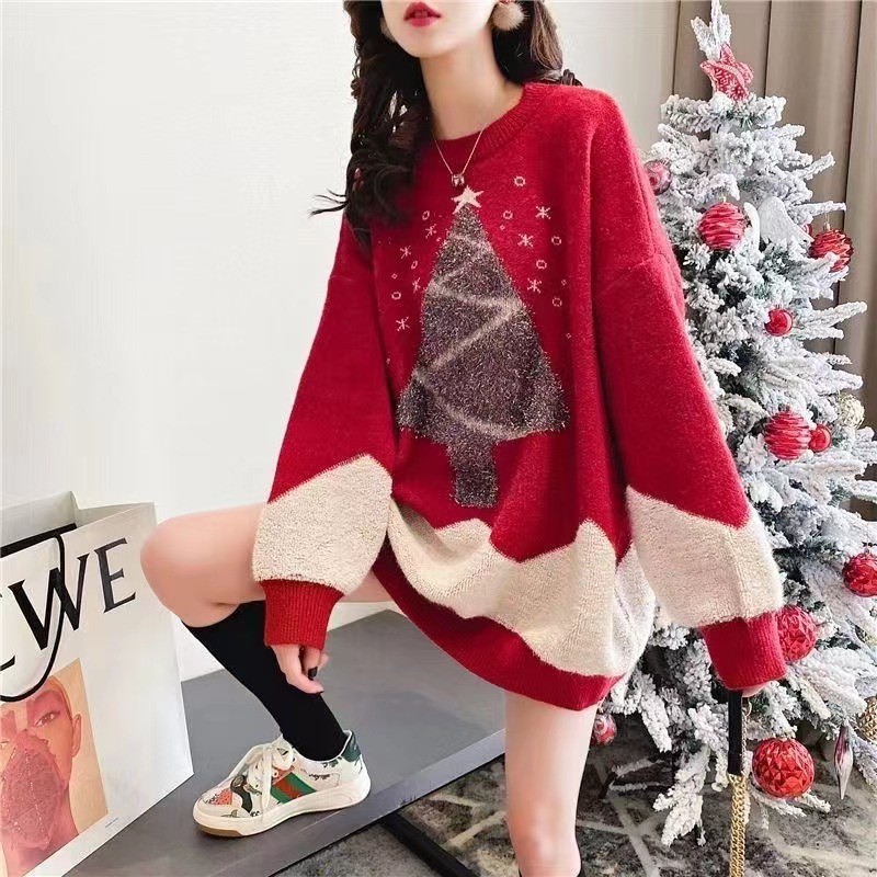 DECEMBER ผู้หญิงฤดูหนาว SWETER KNIT WOOL BLEND CHRISTMAS EDITION ผู้หญิง WARM KNIT เสื้อผ้า