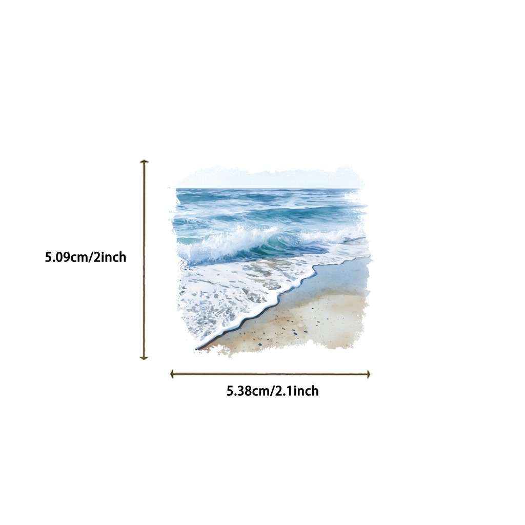 Blue Beach Sticker สติกเกอร์หาดทรายสีฟ้า 50ชิ้น วัสดุ PET ใส กันน้ำ สไตล์มินิมอล ตกแต่งน่ารัก ราคา ถูกที่สุด ดีลบีเคเค แกลเลอรีภาพที่ 7
