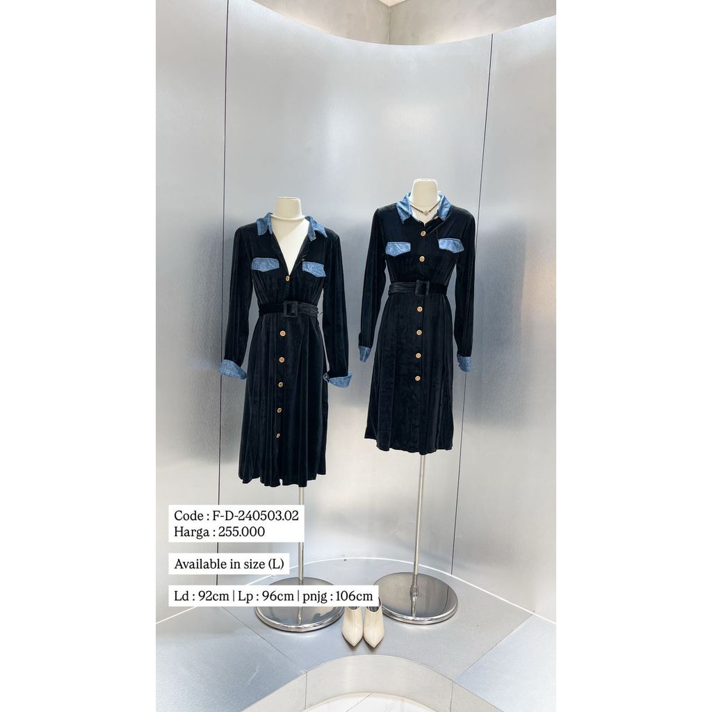 DD- BUTTON VELVET DRESS240503.02-D