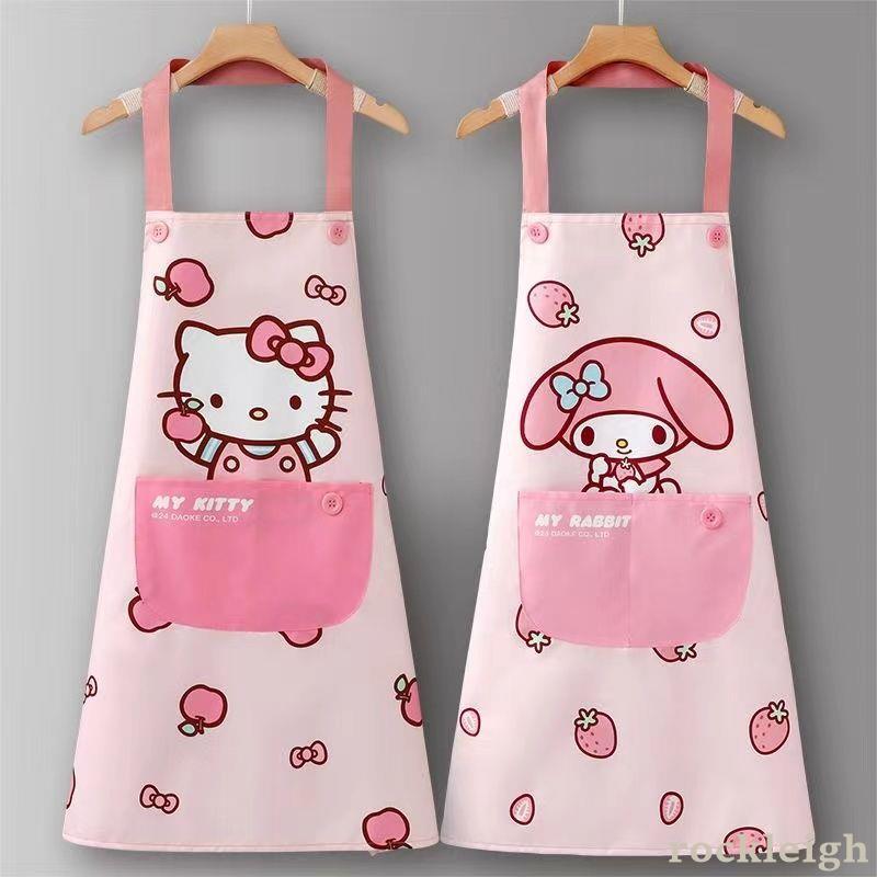 Sanrio Hello Kitty การ์ตูนน่ารักผ้ากันเปื้อนกันน้ํา Oilproof ห้องครัวในครัวเรือนผู้ใหญ่ทําอาหารเอว Dirt-Resistant เสื้อผ้าทํางาน 2026 สาวแฟชั่น