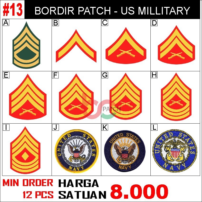HDP 13 PATCH EMBROIDERY US ARMY MILLITARY INSIGNIA USAF NAVY RETIVER WW2 RANK VETERAN AIR/SPECIAL FO