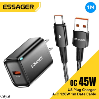 Essager 45W PD USB-A Fast Charger รองรับ Super Charging QC3.0 Wall Charger สําหรับ Android Samsung Xiaomi B12 A04