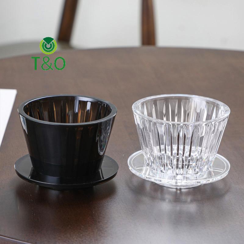 [T&OT] Wave Coffee Dripper Crystal Eye Pour Over Coffee Funnel Filter Cups เครื่องชงกาแฟด้านล่างแบนเ