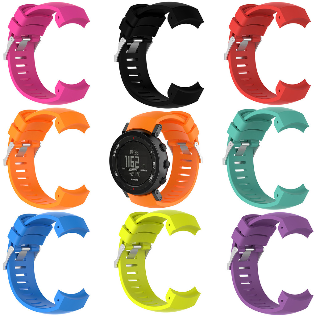 เหมาะสําหรับ Suunto Suunto Strap/Suunto Core ALU สีดําสมาร์ทวอท์ชซิลิโคนเปลี่ยนสายรัดข้อมือ