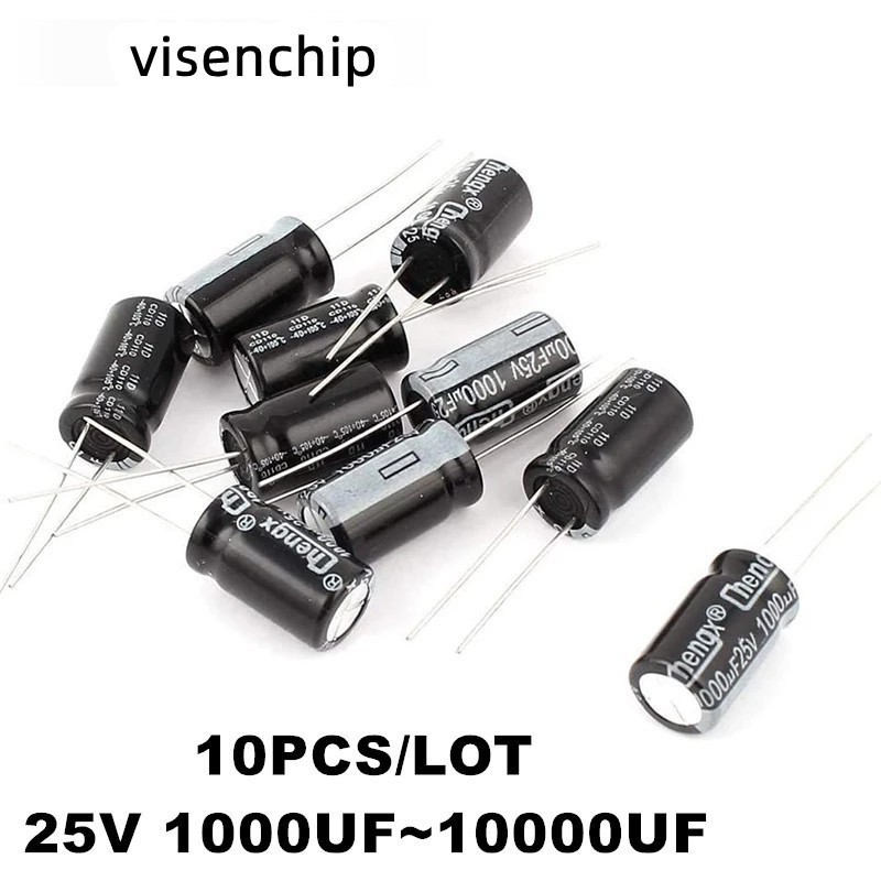 2PCS-10PCS 25V อลูมิเนียม Electrolytic Capacitor 1000UF 2200UF 3300UF 4700UF 10000UF