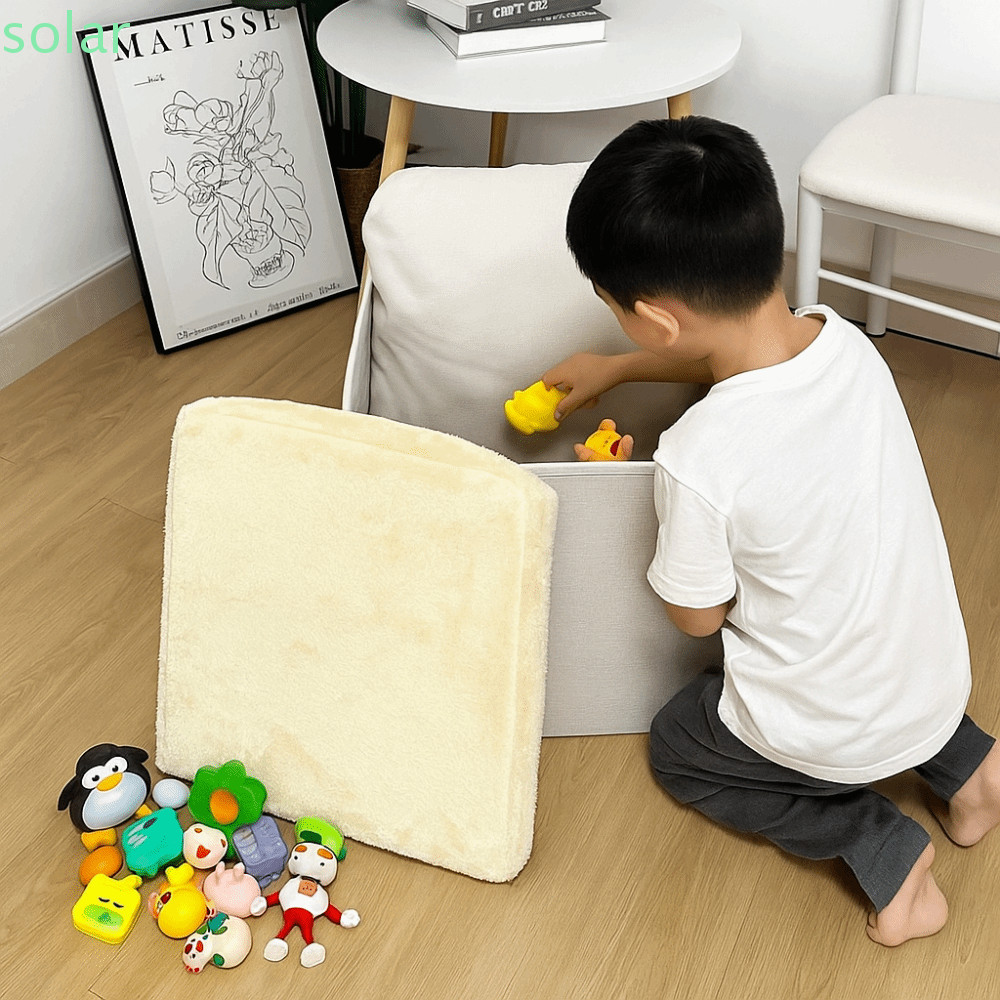 SOLARBUR Storage Ottoman, การออกแบบพับได้อเนกประสงค์ที่นั่งพับได้ Ottoman, วัสดุกํามะหยี่ตกแต่งประหย