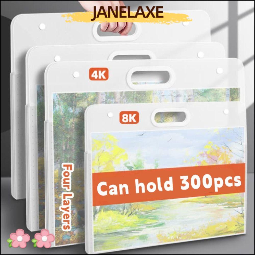 JANELAXE932JN โฟลเดอร์ไฟล์, กันน้ําสี่ชั้นภาพวาดถุงเก็บกระดาษ, ง่ายแบบพกพา A2/A3/A4 4 K/8 K/16 K วาด
